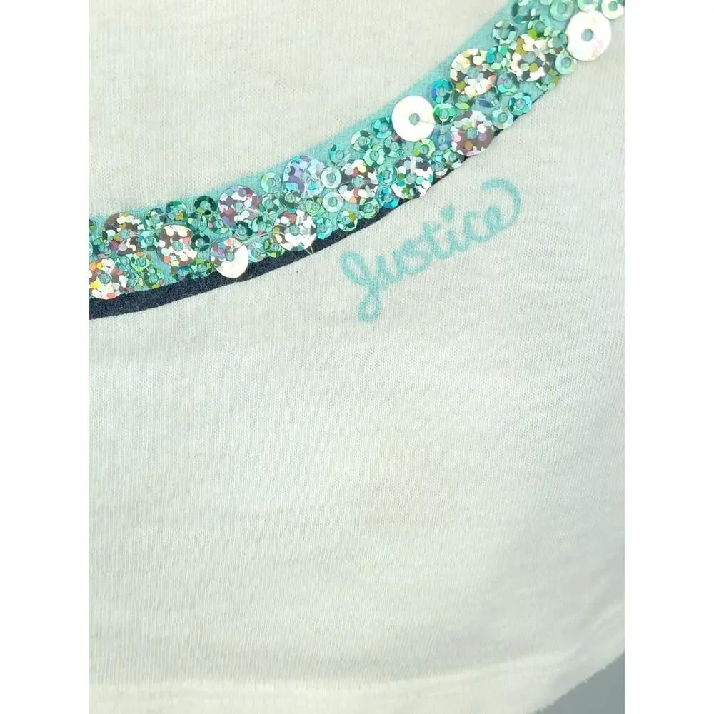 Justice Girls' Blue & White Sequin Softball Tank and Shorts Set